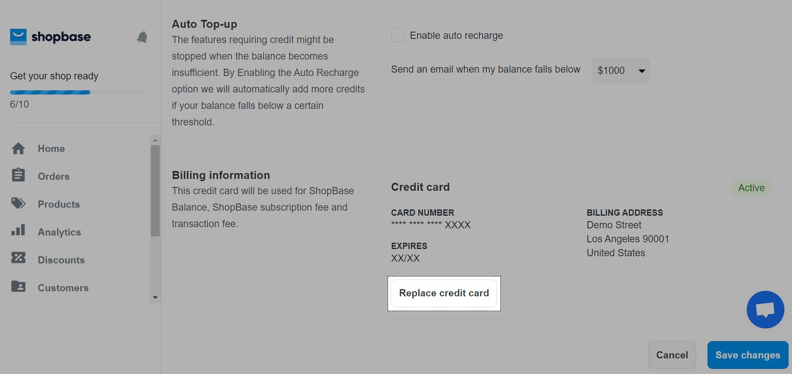 Replace credit card