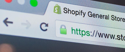 Ví dụ một website Shopify với chứng chỉ SSL.